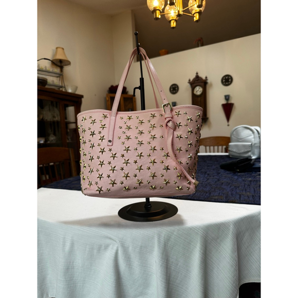 Jimmy Choo Pink Leather Star Studded Tote Bag - Picture 2 of 16